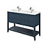 Meuble sous vasque à poser 4 tiroirs GoodHome Perma bleu 120 cm + plan double vasque Lana