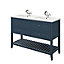 Meuble sous vasque à poser 4 tiroirs GoodHome Perma bleu 120 cm + plan double vasque Nira