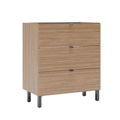 Meuble sous vasque à poser 80 cm effet chêne Parona avec plan vasque et miroir, Otto