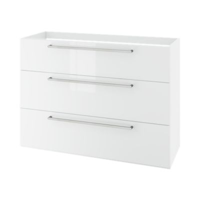 Meuble sous vasque à poser blanc brillant 3 tiroirs l.120 x H.86,5 x P.45 cm, GoodHome Imandra