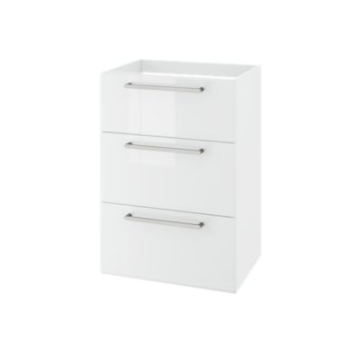 Meuble sous vasque à poser blanc brillant 3 tiroirs l.60 x H.86,5 x P.45 cm GoodHome Imandra