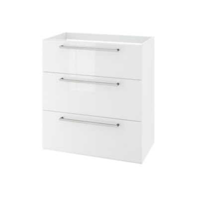 Meuble sous vasque à poser blanc brillant 3 tiroirs l.80 x H.86,5 x P.45 cm GoodHome Imandra