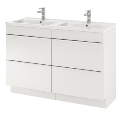 Meuble sous vasque à poser blanc brillant l.120 x H.82 x P.45 cm, GoodHome Imandra