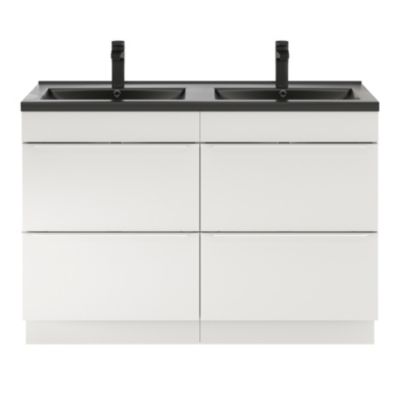 Meuble sous vasque à poser blanc brillant l.120 x H.82 x P.45 cm, GoodHome Imandra
