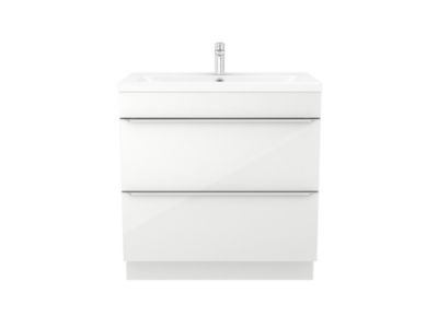 Meuble sous vasque à poser blanc brillant l.80 x H.82 x P.45 cm, GoodHome Imandra