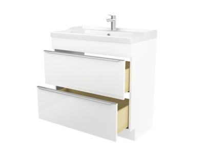 Meuble sous vasque à poser blanc brillant l.80 x H.82 x P.45 cm, GoodHome Imandra