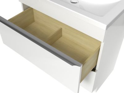 Meuble sous vasque à poser blanc brillant l.80 x H.82 x P.45 cm, GoodHome Imandra