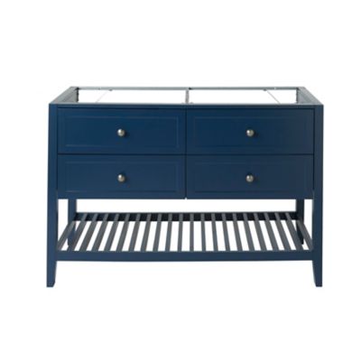 Meuble sous vasque à poser bleu mat l.120 x H.80 x P.45 cm, 4 tiroirs, GoodHome Perma