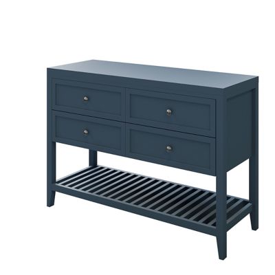 Meuble sous vasque à poser bleu mat l.120 x H.80 x P.45 cm, 4 tiroirs, GoodHome Perma