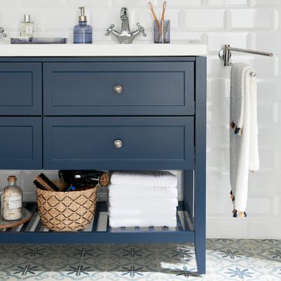 Meuble sous vasque à poser bleu mat l.120 x H.80 x P.45 cm, 4 tiroirs, GoodHome Perma