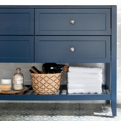 Meuble sous vasque à poser bleu mat l.120 x H.80 x P.45 cm, 4 tiroirs, GoodHome Perma