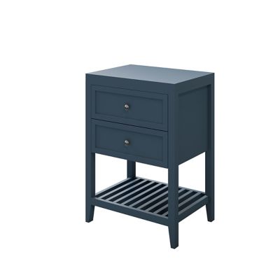 Meuble sous vasque à poser bleu mat l.60 cm, 2 tiroirs, GoodHome Perma