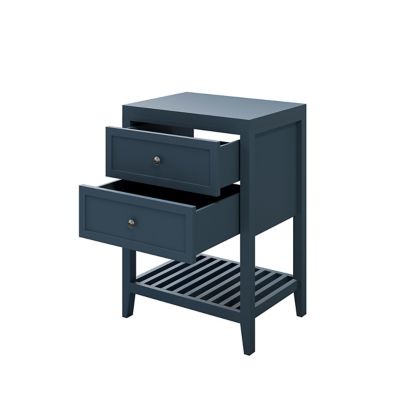 Meuble sous vasque à poser bleu mat l.60 cm, 2 tiroirs, GoodHome Perma