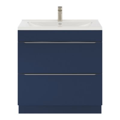 Meuble sous vasque à poser bleu nuit mat l.80 x H.82 x P.45 cm, GoodHome Imandra
