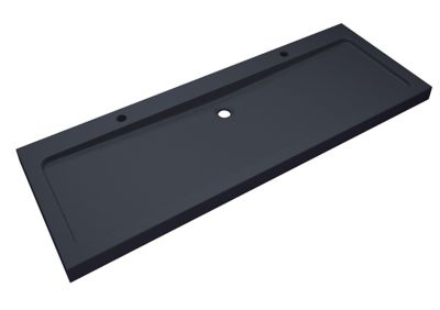 Meuble sous vasque à poser chêne massif et plaqué chêne l.140 cm + plan vasque en quartz composite noir, Cooke & Lewis Harmon