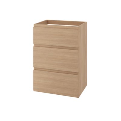 Meuble sous vasque à poser effet chêne clair 3 tiroirs l.60 x H.86,5 x P.45 cm GoodHome Imandra