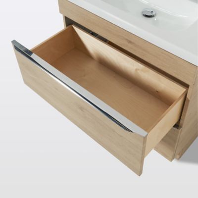 Meuble sous vasque à poser effet chêne l.80 x H.60 x P.45 cm, GoodHome Imandra