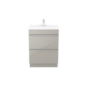 Meuble sous vasque à poser GoodHome Imandra taupe 60 cm + plan vasque Nira
