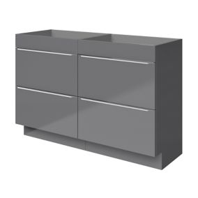 Meuble sous vasque à poser gris brillant l.120 x H.82 x P.45 cm, GoodHome Imandra