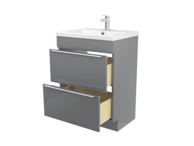 Meuble sous vasque à poser gris l.60 x H.82 x P.45 cm, GoodHome Imandra