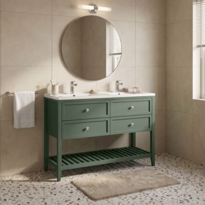 Meuble sous vasque à poser l.120 cm vert + plan double vasque Lana, GoodHome Perma