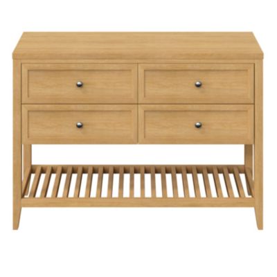 Meuble sous vasque à poser l.120 x H.80,6 x P.45 cm, 4 tiroirs, placage chêne, GoodHome Perma