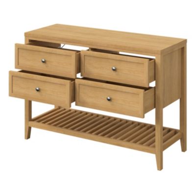 Meuble sous vasque à poser l.120 x H.80,6 x P.45 cm, 4 tiroirs, placage chêne, GoodHome Perma