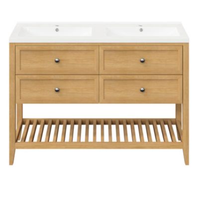Meuble sous vasque à poser l.120 x H.80,6 x P.45 cm, 4 tiroirs, placage chêne, GoodHome Perma