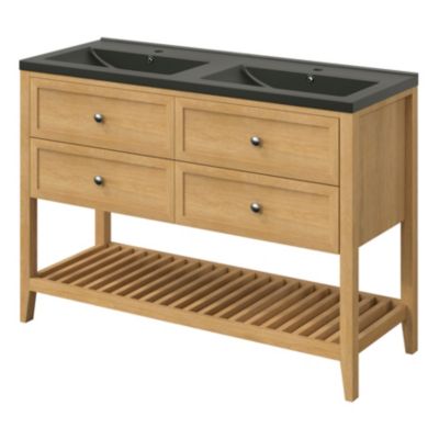 Meuble sous vasque à poser l.120 x H.80,6 x P.45 cm, 4 tiroirs, placage chêne, GoodHome Perma