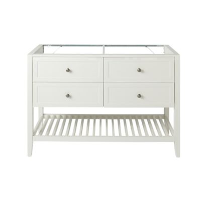 Meuble sous vasque à poser l.120 x H.80 x P.45 cm, blanc mat, 4 tiroirs, GoodHome Perma