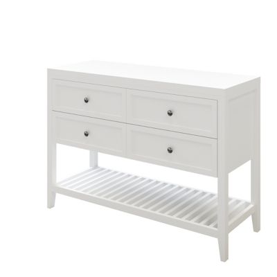 Meuble sous vasque à poser l.120 x H.80 x P.45 cm, blanc mat, 4 tiroirs, GoodHome Perma
