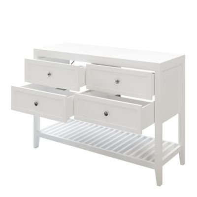 Meuble sous vasque à poser l.120 x H.80 x P.45 cm, blanc mat, 4 tiroirs, GoodHome Perma
