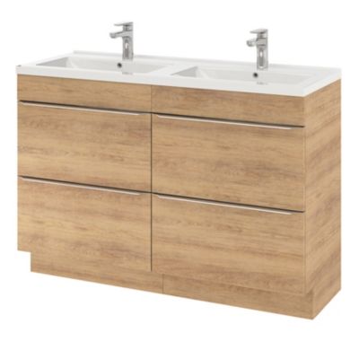 Meuble sous vasque à poser l.120 x H.82 x P.45 cm, effet chêne, GoodHome Imandra