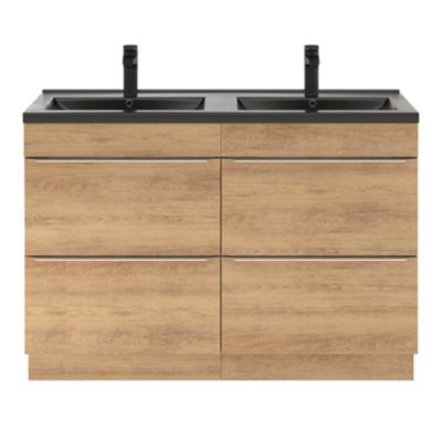 Meuble sous vasque à poser l.120 x H.82 x P.45 cm, effet chêne, GoodHome Imandra
