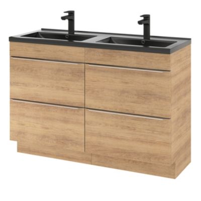 Meuble sous vasque à poser l.120 x H.82 x P.45 cm, effet chêne, GoodHome Imandra