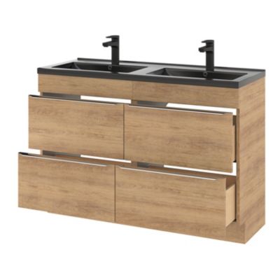 Meuble sous vasque à poser l.120 x H.82 x P.45 cm, effet chêne, GoodHome Imandra