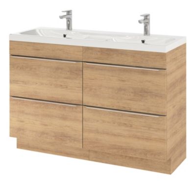 Meuble sous vasque à poser l.120 x H.82 x P.45 cm, effet chêne, GoodHome Imandra