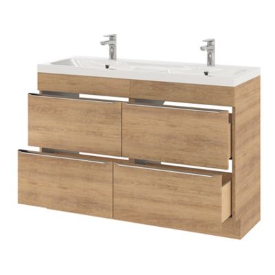Meuble sous vasque à poser l.120 x H.82 x P.45 cm, effet chêne, GoodHome Imandra
