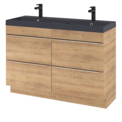 Meuble sous vasque à poser l.120 x H.82 x P.45 cm, effet chêne, GoodHome Imandra
