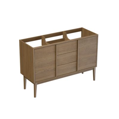 Meuble sous vasque à poser l.120 x H.82 x P.45 cm, placage chêne, Kabayan