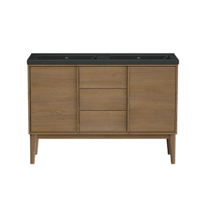 Meuble sous vasque à poser l.120 x H.82 x P.45 cm, placage chêne, Kabayan
