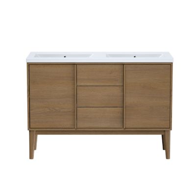 Meuble sous vasque à poser l.120 x H.82 x P.45 cm, placage chêne, Kabayan