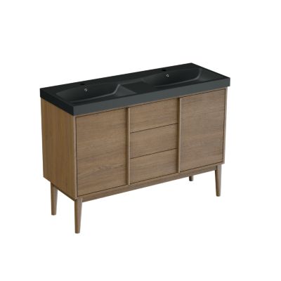 Meuble sous vasque à poser l.120 x H.82 x P.45 cm, placage chêne, Kabayan