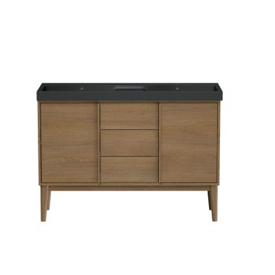 Meuble sous vasque à poser l.120 x H.82 x P.45 cm, placage chêne, Kabayan