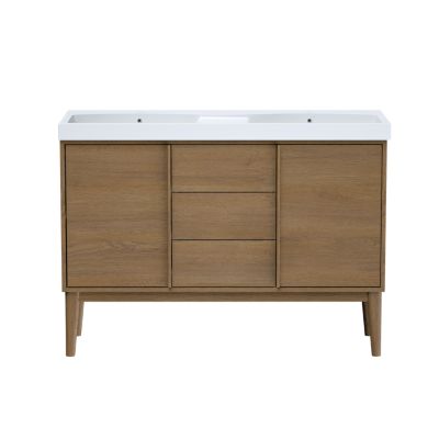 Meuble sous vasque à poser l.120 x H.82 x P.45 cm, placage chêne, Kabayan