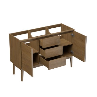 Meuble sous vasque à poser l.120 x H.82 x P.45 cm, placage chêne, Kabayan