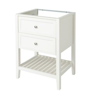 Meuble sous vasque à poser l.60 cm, blanc mat, 2 tiroirs 1 niche, GoodHome Perma