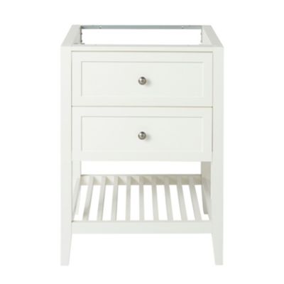 Meuble sous vasque à poser l.60 cm, blanc mat, 2 tiroirs 1 niche, GoodHome Perma