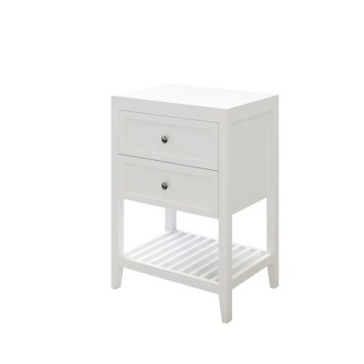 Meuble sous vasque à poser l.60 cm, blanc mat, 2 tiroirs 1 niche, GoodHome Perma
