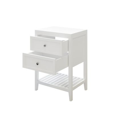 Meuble sous vasque à poser l.60 cm, blanc mat, 2 tiroirs 1 niche, GoodHome Perma